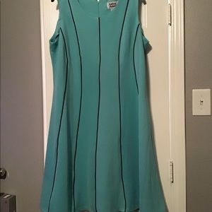 Aqua Sleeveless Polyester and Spandex Dress